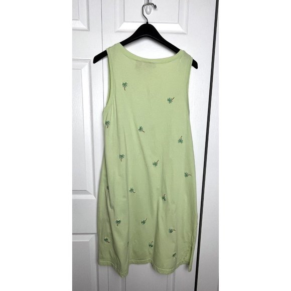 Jane Ashley VTG Casual Lifestyle Green Embroidered Palm Trees Dress Size Large - Picture 4 of 10